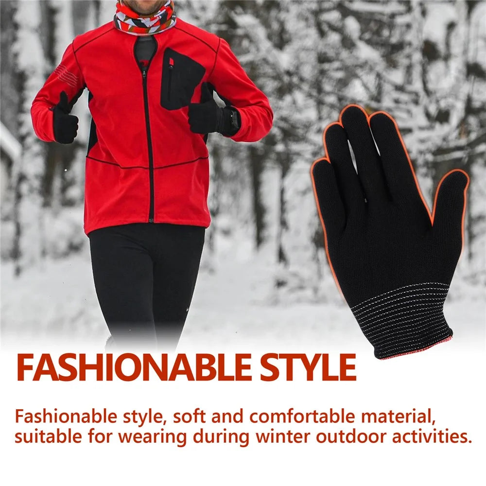 HOUKEA HKA06-A021-2-BK2 1 Pair Nylon Gloves Winter Outdoor Sports Skiing Touch Screen Hand Warm Gloves - 4