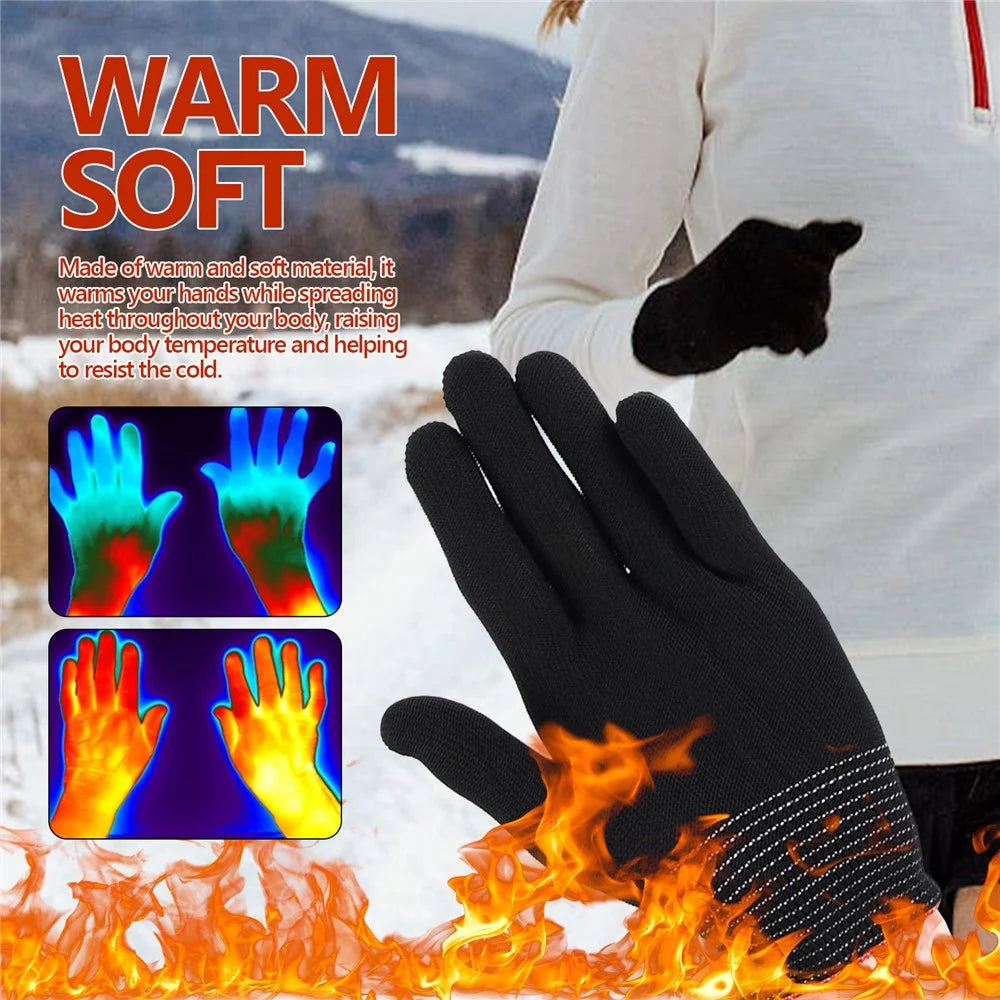 HOUKEA HKA06-A021-2-BK2 1 Pair Nylon Gloves Winter Outdoor Sports Skiing Touch Screen Hand Warm Gloves - 5