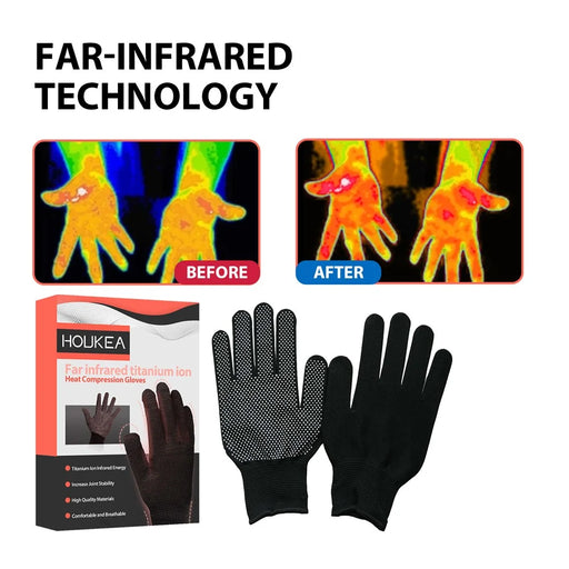 HOUKEA HKA06-A018-2-MK1 1 Pair Far Infrared Titanium Ion Heat Compression Gloves Stiffness Relieve Hand Care Gloves - 2