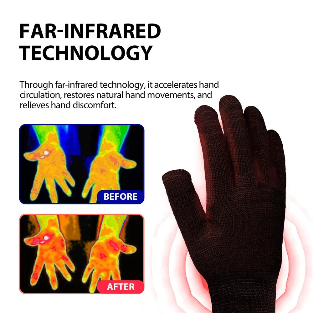 HOUKEA HKA06-A018-2-MK1 1 Pair Far Infrared Titanium Ion Heat Compression Gloves Stiffness Relieve Hand Care Gloves - 4