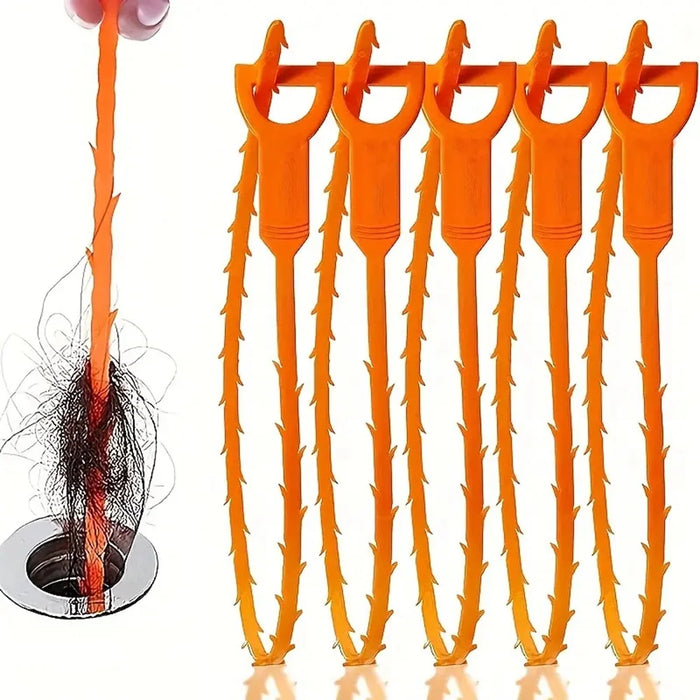 5Pcs 51cm PP Sewer Dredging Hook Sink Pipe Washbasin Bathroom Drain Dredging Tool - Orange - 1