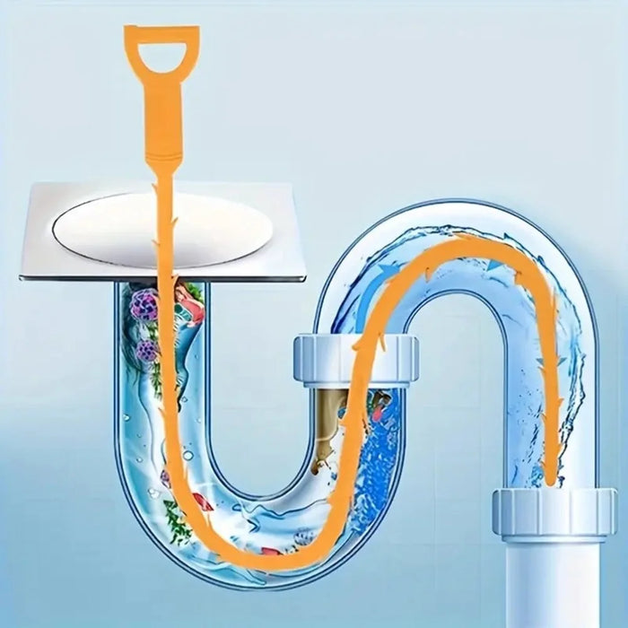 5Pcs 51cm PP Sewer Dredging Hook Sink Pipe Washbasin Bathroom Drain Dredging Tool - Orange - 2