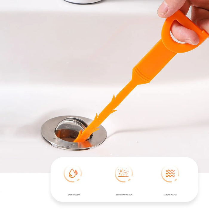 5Pcs 51cm PP Sewer Dredging Hook Sink Pipe Washbasin Bathroom Drain Dredging Tool - Orange - 3