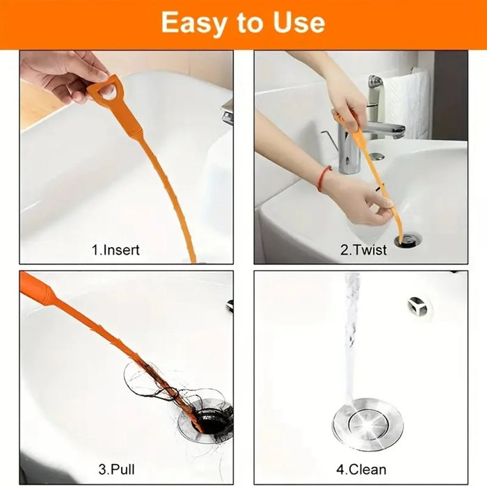 5Pcs 51cm PP Sewer Dredging Hook Sink Pipe Washbasin Bathroom Drain Dredging Tool - Orange - 7