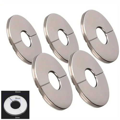 5Pcs Stainless Steel Round Wall Hole Flange Decor Cover Self-Adhesive Faucet Decorative Cover Plate - Inner Diameter 28mm - 1