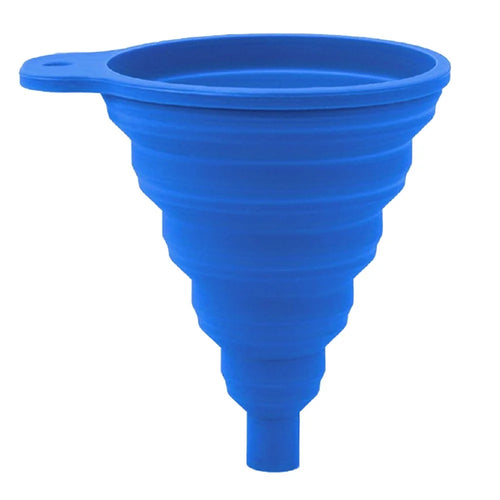 Silicone Wine Oil Honey Funnel Foldable Kitchen Liquid Pouring Funnel Tool, 11x10.5cm (No FDA, BPA-Free) - Blue - 1