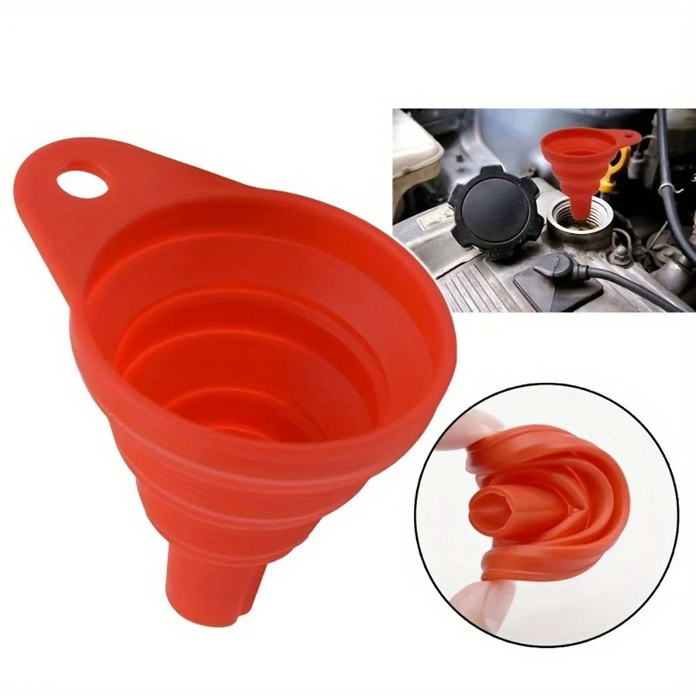 Silicone Wine Oil Honey Funnel Foldable Kitchen Liquid Pouring Funnel Tool, 11x10.5cm (No FDA, BPA-Free) - Blue - 3