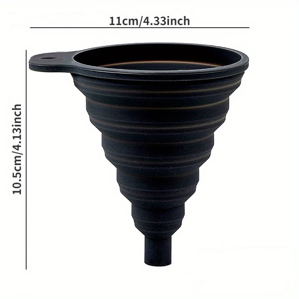 Silicone Wine Oil Honey Funnel Foldable Kitchen Liquid Pouring Funnel Tool, 11x10.5cm (No FDA, BPA-Free) - Blue - 6