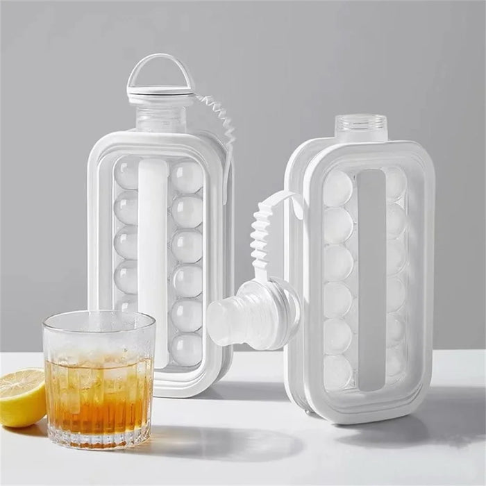 2 in 1 Portable Foldable Ice Ball Maker Kettle With 17 Grids Flat Body Lid Cooling Ice Cube Tray for Whiskey Cocktail - White - 3