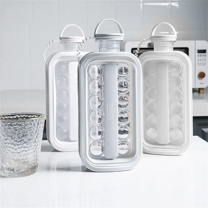 2 in 1 Portable Foldable Ice Ball Maker Kettle With 17 Grids Flat Body Lid Cooling Ice Cube Tray for Whiskey Cocktail - White - 4