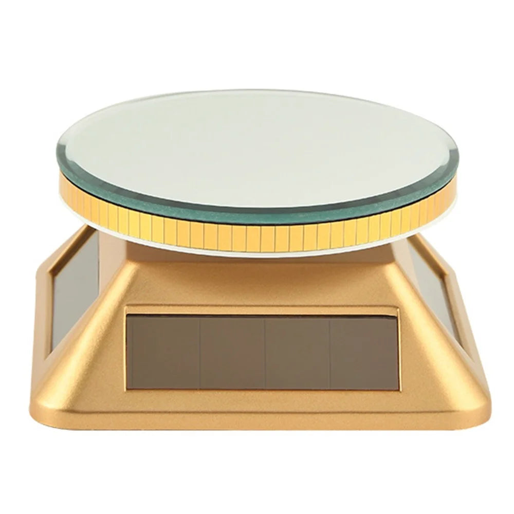 Solar Gem Display Turntable 360 Degrees Acrylic Tray Jewelry Display Stand - Gold - 1