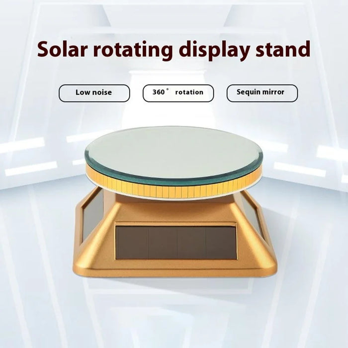 Solar Gem Display Turntable 360 Degrees Acrylic Tray Jewelry Display Stand - Gold - 2