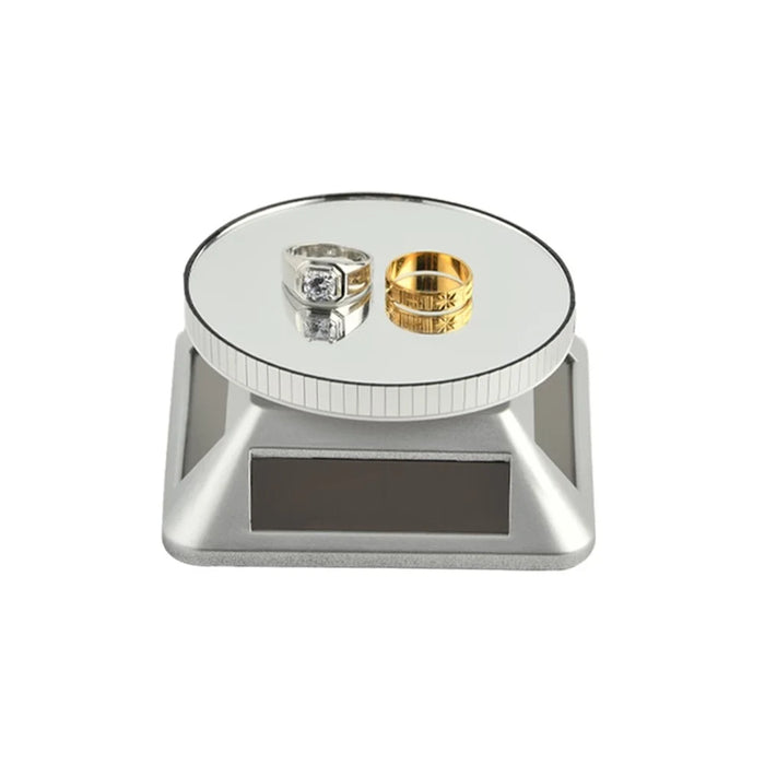 Solar Gem Display Turntable 360 Degrees Acrylic Tray Jewelry Display Stand - Gold - 4