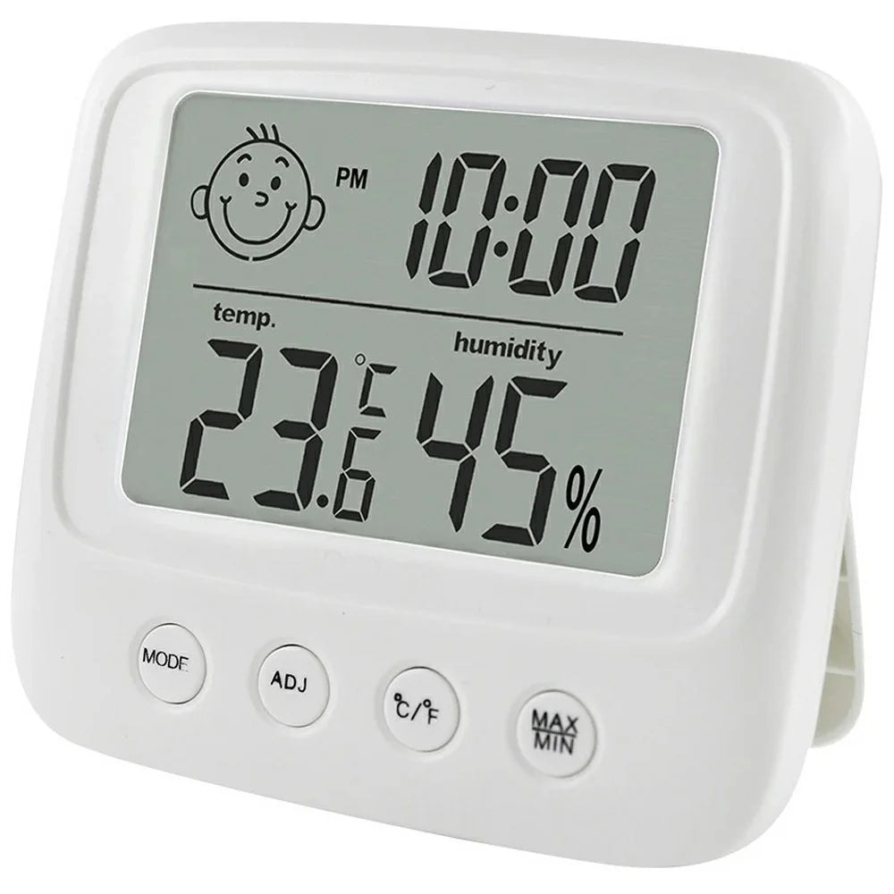 E0828 Smile Face Digital Alarm Clock Multi-Function Household Thermometer Hygrometer (No Backlit) - 1