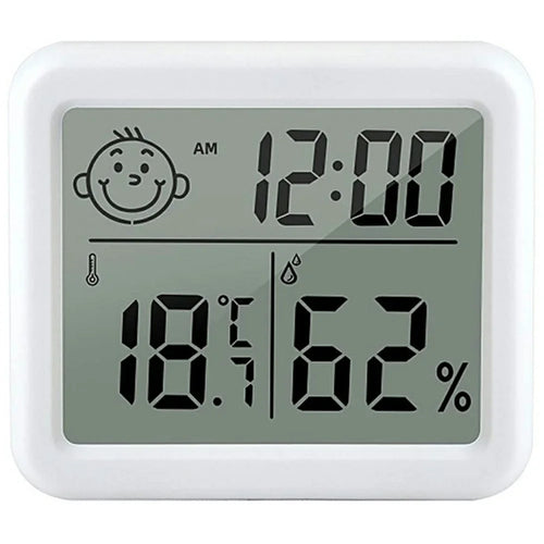 0.8cm Ultra Slim Digital Thermometer Smile Face LCD Display Hygrometer for Home Office - 1