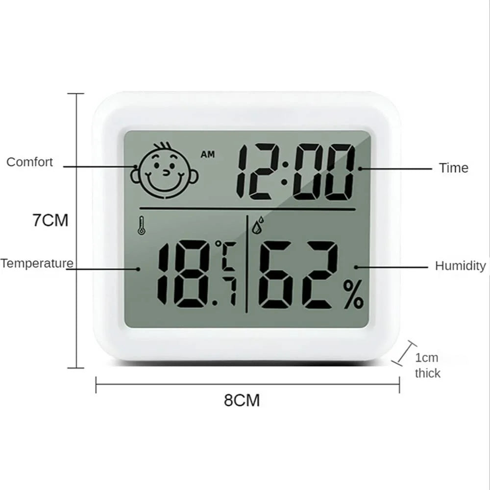 0.8cm Ultra Slim Digital Thermometer Smile Face LCD Display Hygrometer for Home Office - 6