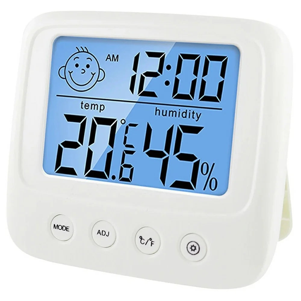 E0828S Smile Face Digital Alarm Clock Multi-Function Household Thermometer Hygrometer (With Backlit) - 1