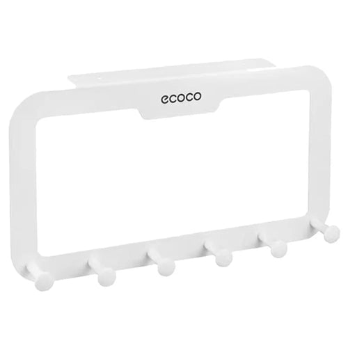 ECOCO Over Door Hook Adhesive 6 Hooks Door Hanger for Clothes Coat Towel Bag - White - 1