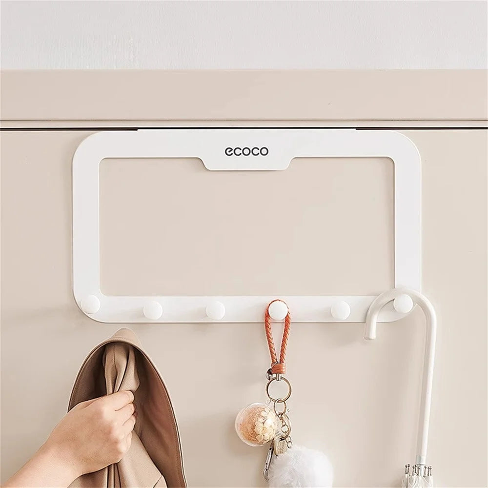 ECOCO Over Door Hook Adhesive 6 Hooks Door Hanger for Clothes Coat Towel Bag - White - 4