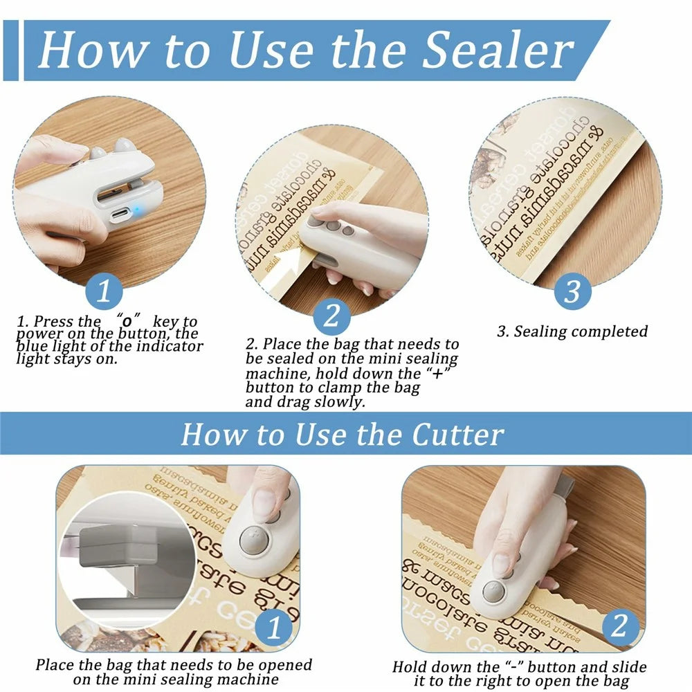 Mini Vacuum Sealer USB Rechargeable Handheld Easy Seal Bag Sealer for Food Storage - White - 4