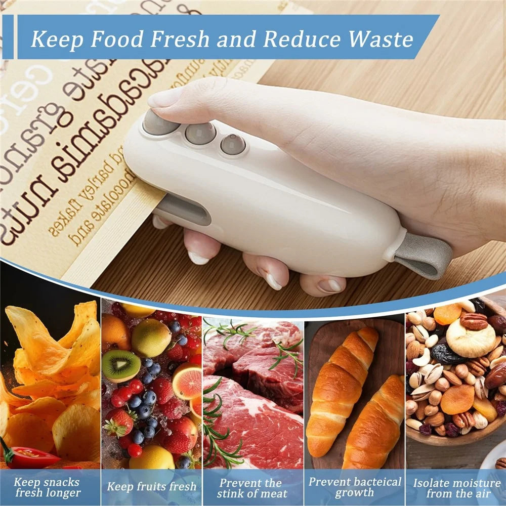 Mini Vacuum Sealer USB Rechargeable Handheld Easy Seal Bag Sealer for Food Storage - White - 5