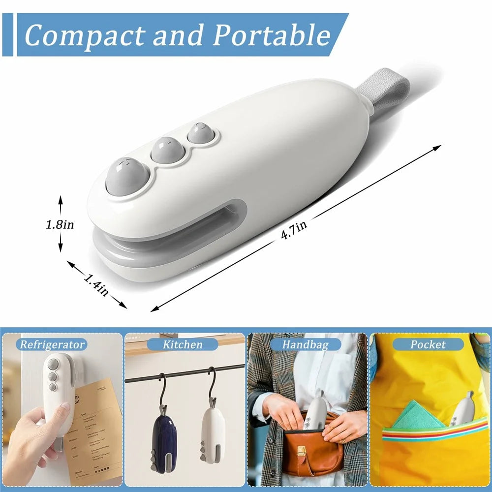 Mini Vacuum Sealer USB Rechargeable Handheld Easy Seal Bag Sealer for Food Storage - White - 7