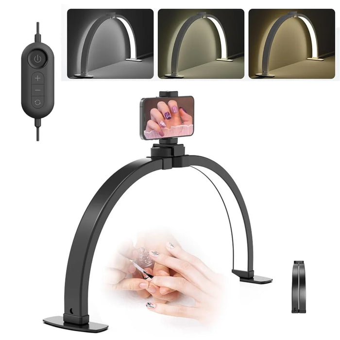 F-550A Desktop Nail Art Fill Light Manicure Eyelash Extensions Half-Moon Beauty Light Gift, EU Plug - Black - 1