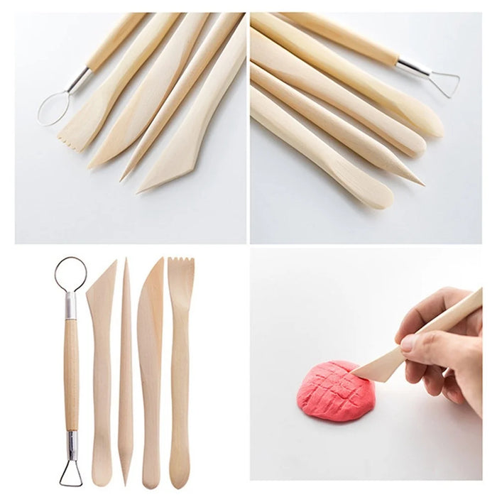 21120628 28PCS DIY Pottery Tools Kit Pottery Carving Knife Set Plastic Clay Pill Stick Silicone Oil Painting Brush - 7
