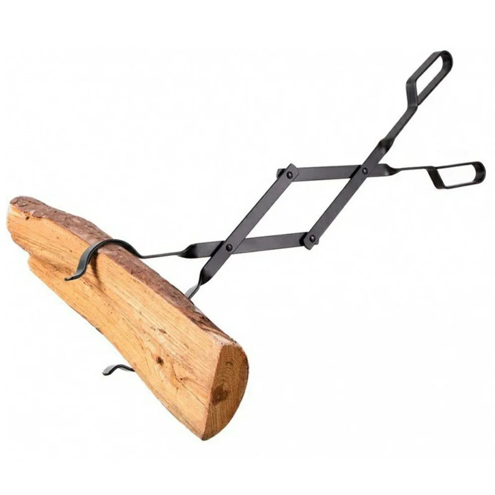 Indoor Outdoor Firewood Steel Tong Foldable Fireplace Fireproof Firewood Clamp Tool - 1