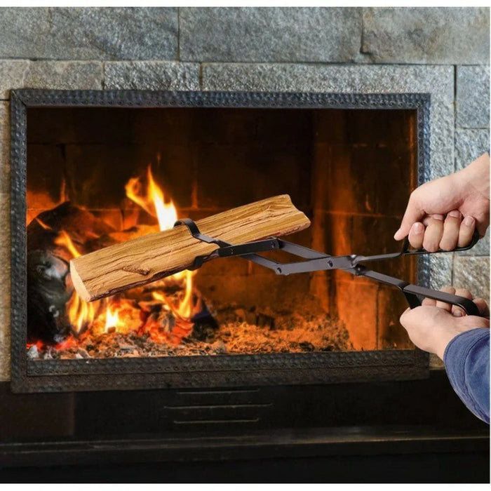 Indoor Outdoor Firewood Steel Tong Foldable Fireplace Fireproof Firewood Clamp Tool - 4