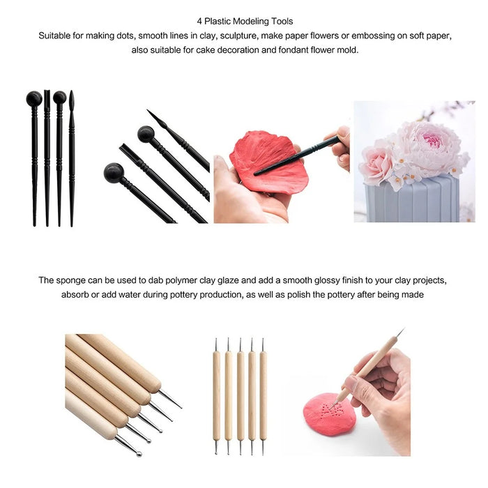 2112924 24PCS Modeling Clay Sculpting Tools Set Pottery Sculpture Dotting Ball Drill Pens DIY Kit - 3