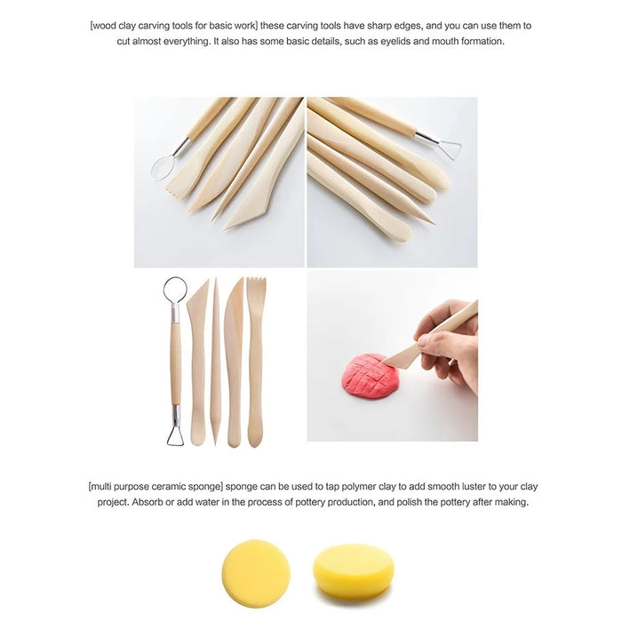 2112924 24PCS Modeling Clay Sculpting Tools Set Pottery Sculpture Dotting Ball Drill Pens DIY Kit - 4