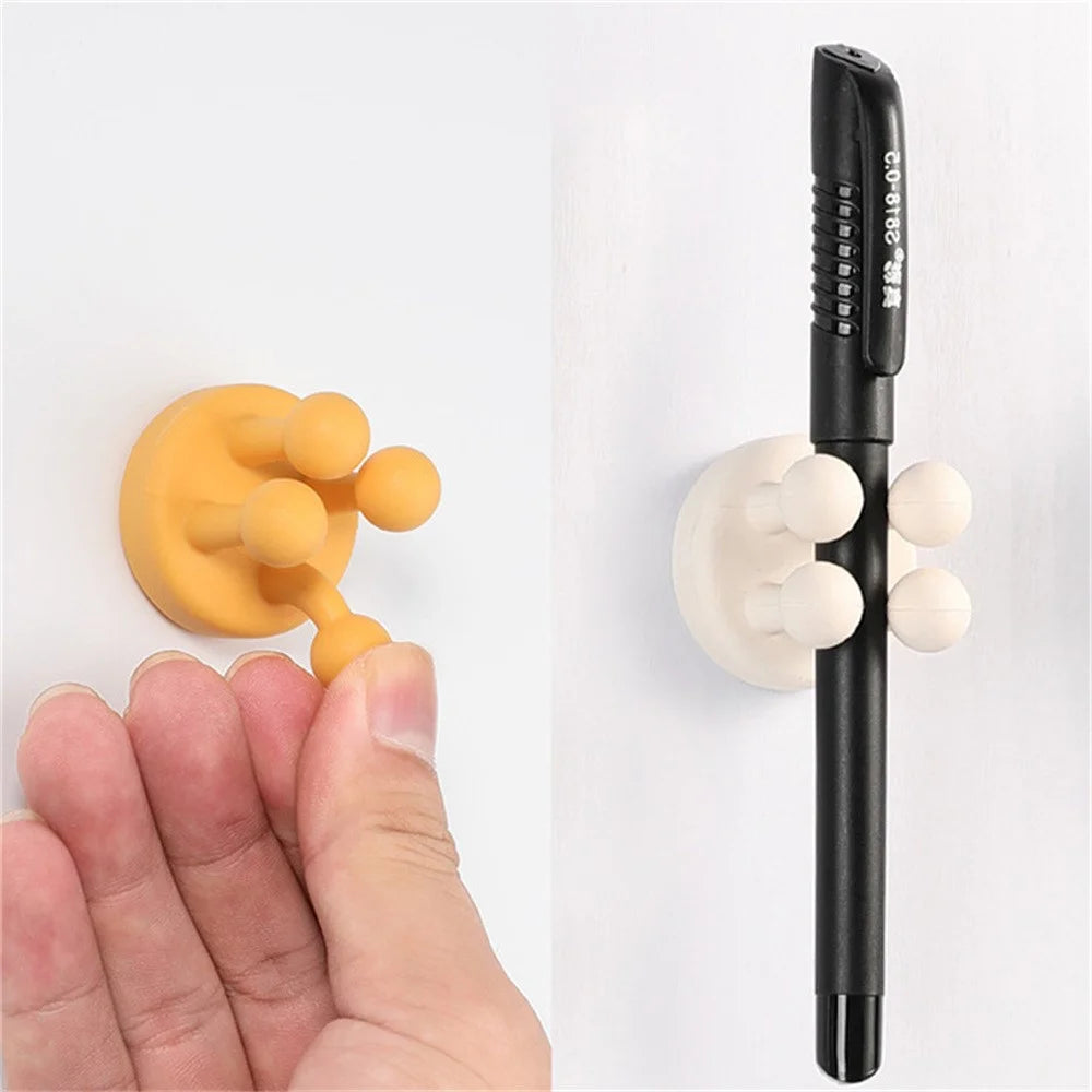 Silicone Wall Hook for Bathroom Kitchen Drill Free Toothbrush Razor Holder Adhesive Hanger - Ginger Yellow - 6