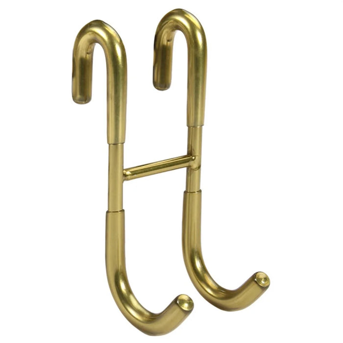Drill Free S Shape Dual Hook Space Saving Stainless Steel Hanger for Bathroom Kitchen - Gold - 1