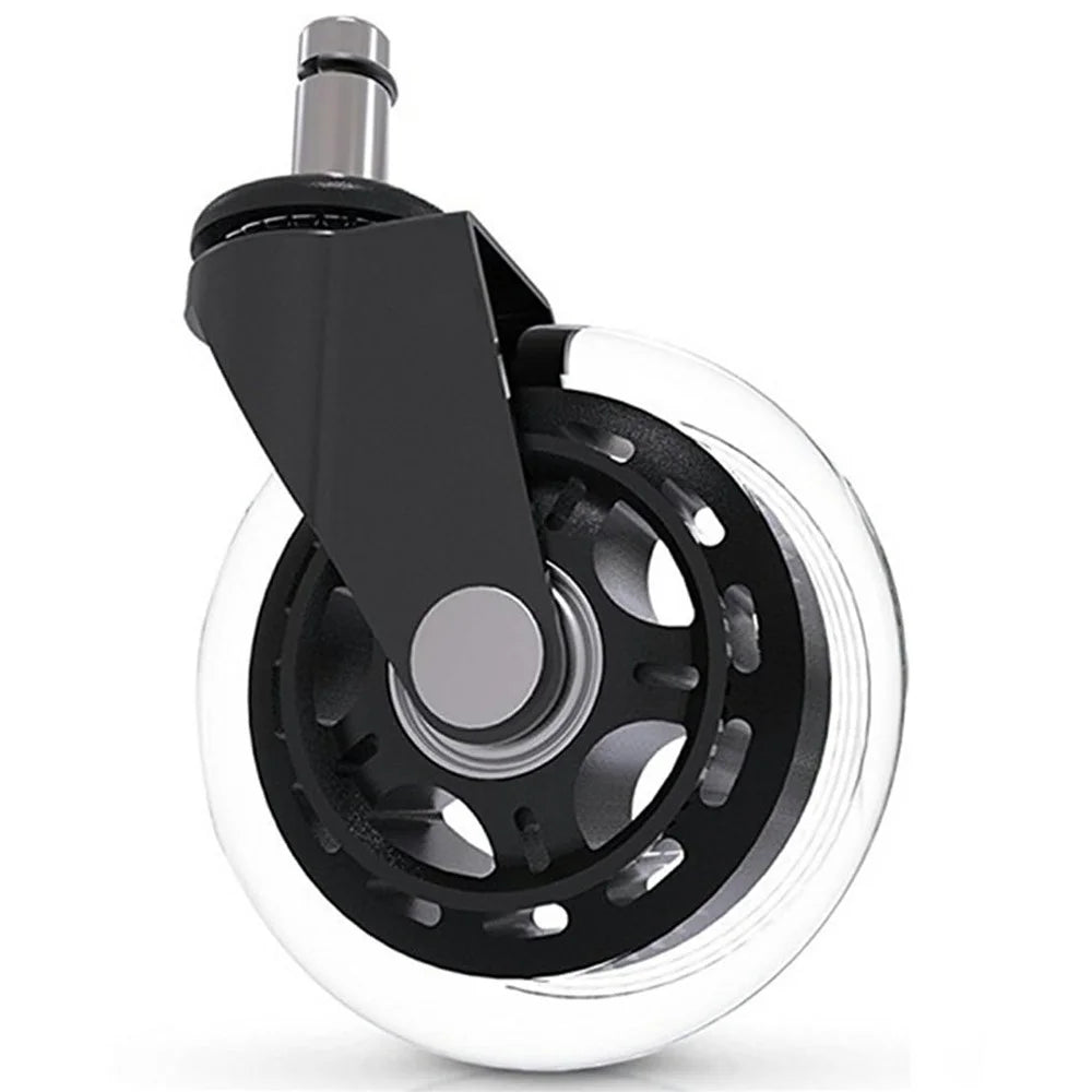 Chair Caster Wheels 3 inch Silent Transparent Roller Wheels Replacement for Office Home Chair - 1