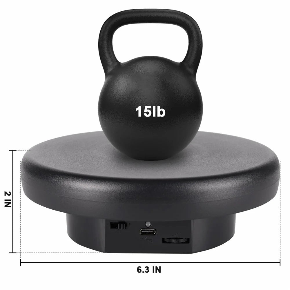 16cm Rotating Display Stand Jewelry 360-Degree Photography Adjustable Speed Turntable - Black - 7