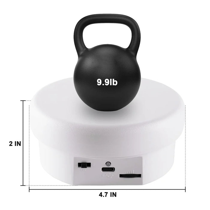 12cm Electric Rotating Display Stand Jewelry 360-Degree Photography Adjustable Speed Turntable - White - 7