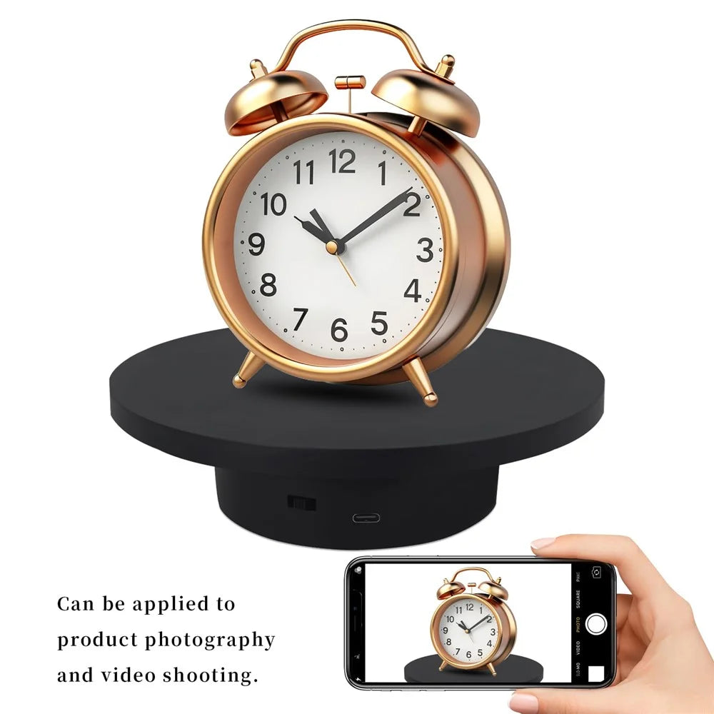 14cm USB Powered Electric Rotating Display Stand Jewelry Photography Turntable - Black - 5