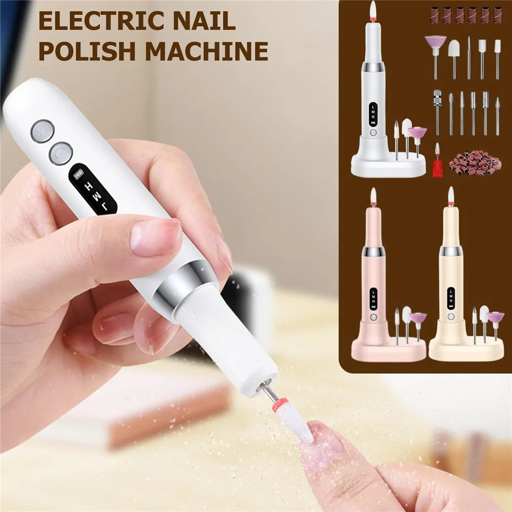 K16 Nail Drill Machine Portable Electric Nail File Set Manicure Pedicure Polishing Gel Removal Tool Gift - White - 2