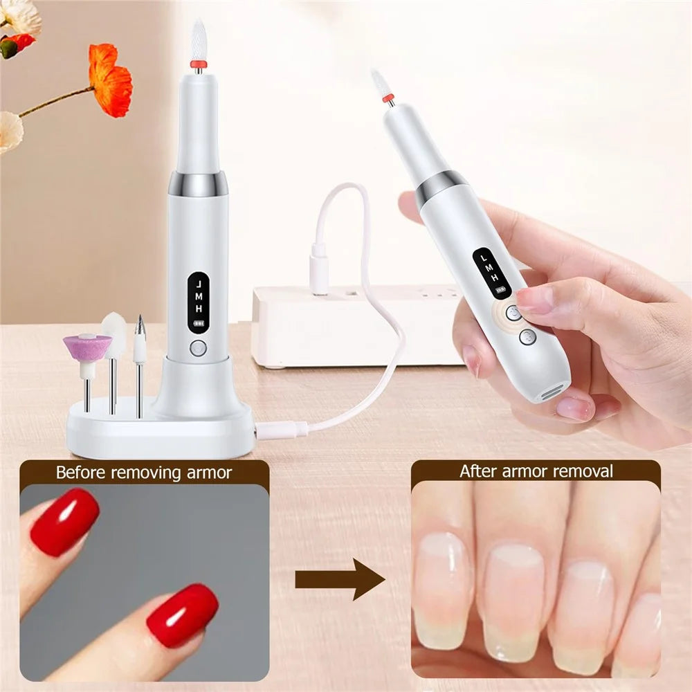 K16 Nail Drill Machine Portable Electric Nail File Set Manicure Pedicure Polishing Gel Removal Tool Gift - White - 3