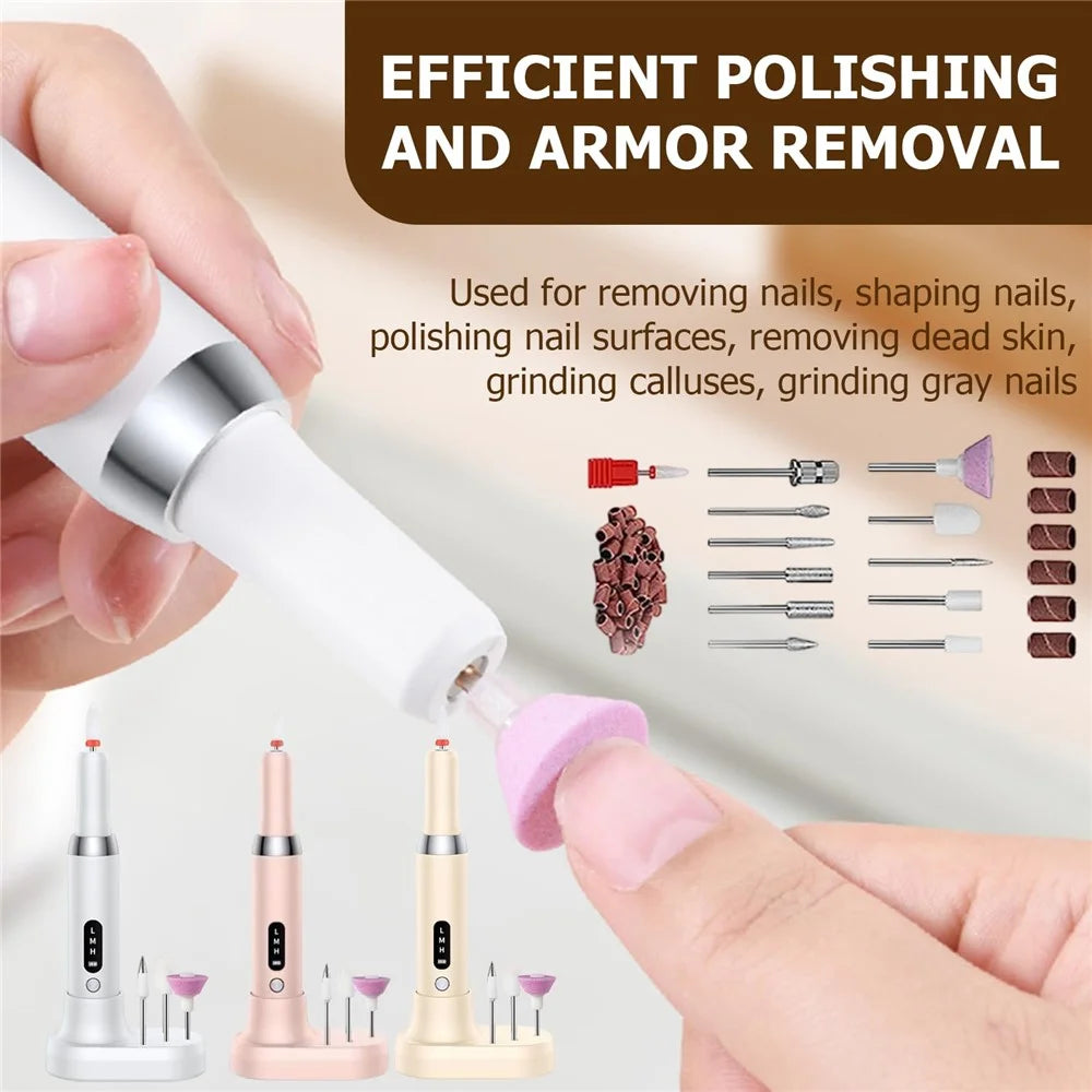 K16 Nail Drill Machine Portable Electric Nail File Set Manicure Pedicure Polishing Gel Removal Tool Gift - White - 4