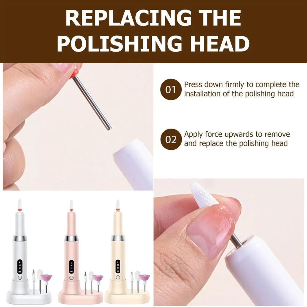 K16 Nail Drill Machine Portable Electric Nail File Set Manicure Pedicure Polishing Gel Removal Tool Gift - White - 5