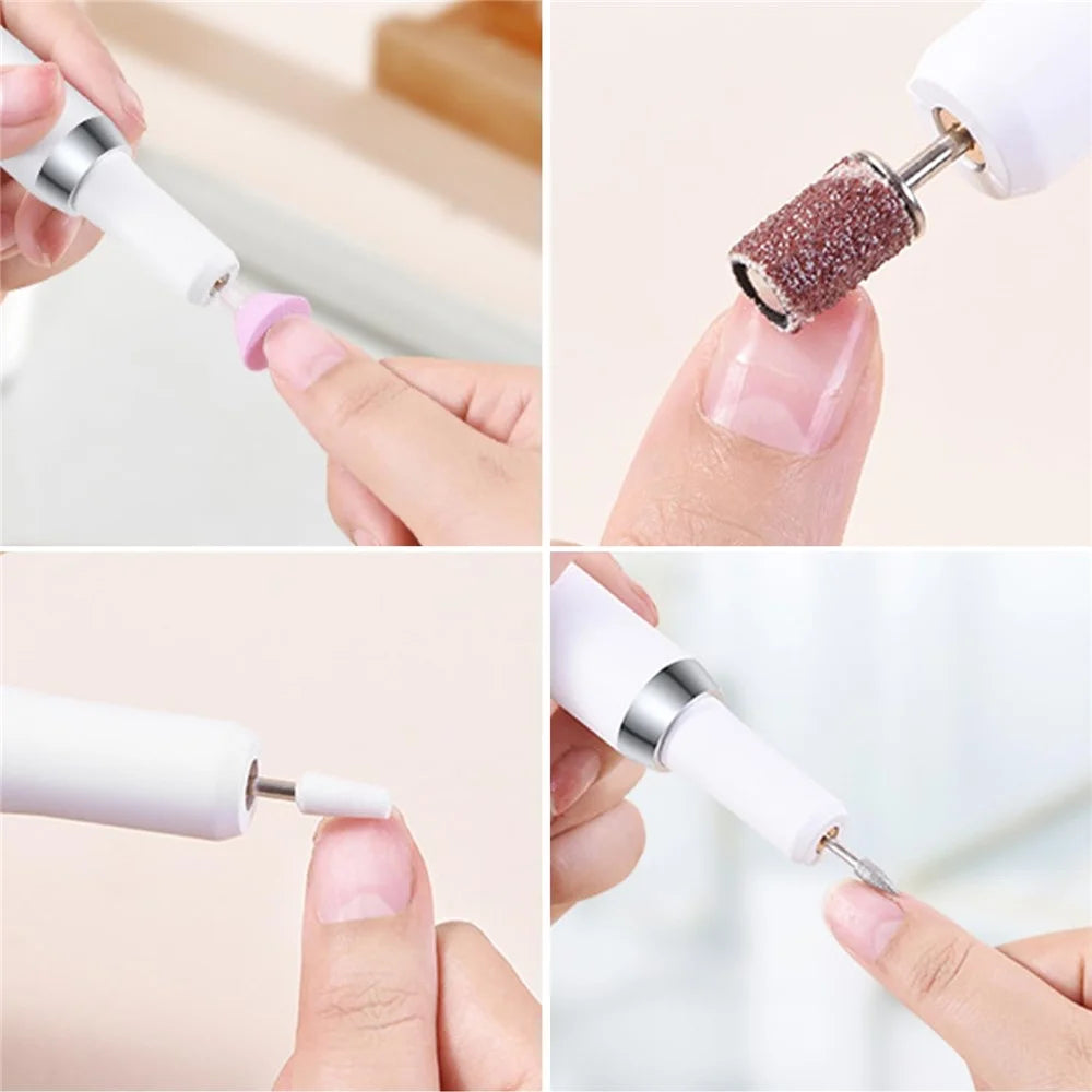 K16 Nail Drill Machine Portable Electric Nail File Set Manicure Pedicure Polishing Gel Removal Tool Gift - White - 7