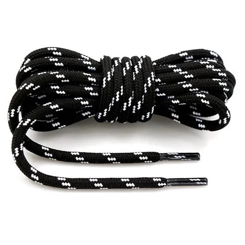 1 Pair 140cm Martin Boots Hiking Shoe Laces Round Wear-Resistant Polyester Shoelace Rope - Black+White - 1