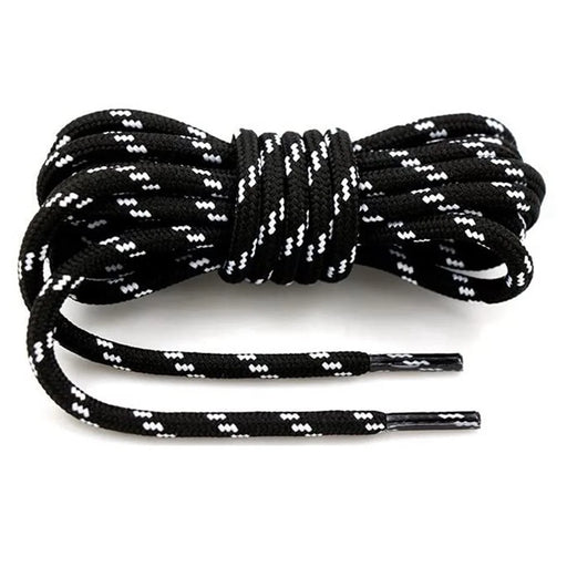 1 Pair 160cm Martin Boots Hiking Shoe Laces Round Wear-Resistant Polyester Shoelace Rope - Black+White - 1