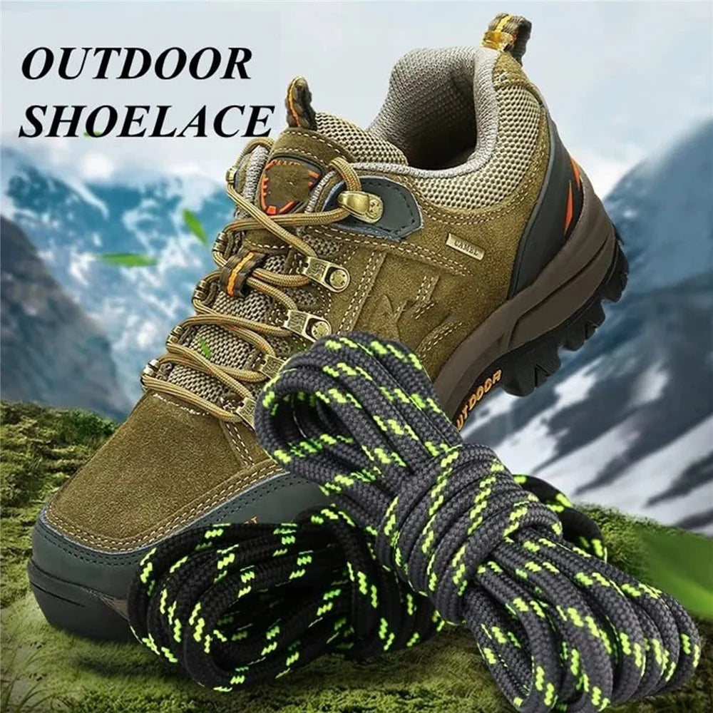 1 Pair 160cm Martin Boots Hiking Shoe Laces Round Wear-Resistant Polyester Shoelace Rope - Black+White - 2