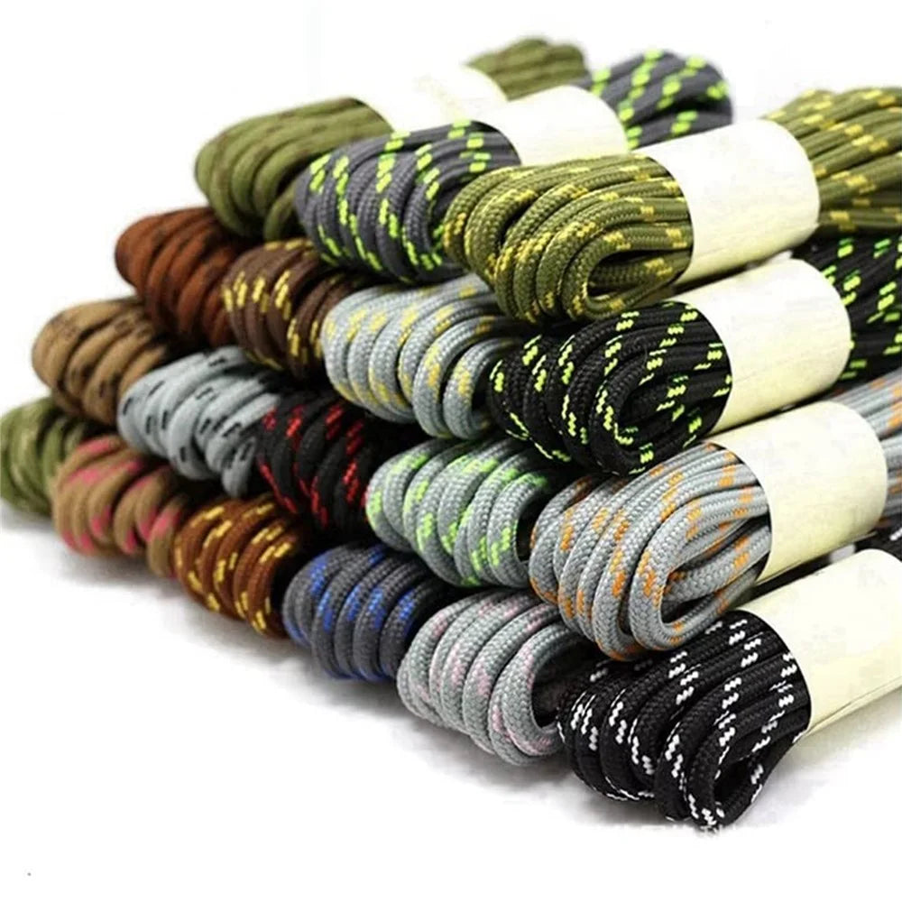 1 Pair 160cm Martin Boots Hiking Shoe Laces Round Wear-Resistant Polyester Shoelace Rope - Black+White - 7