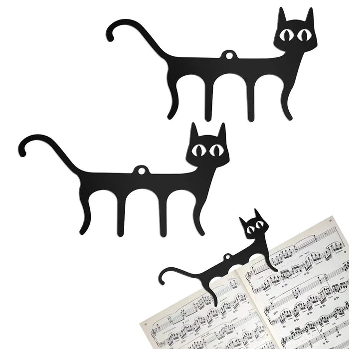 2 PCS Cat Shaped Music Book Clip Iron Piano Sheet Holder Bookmark Page Clip Foldable Stand - 1