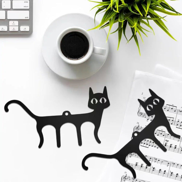 2 PCS Cat Shaped Music Book Clip Iron Piano Sheet Holder Bookmark Page Clip Foldable Stand - 5