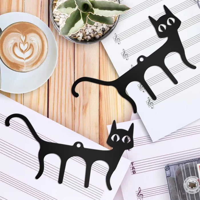2 PCS Cat Shaped Music Book Clip Iron Piano Sheet Holder Bookmark Page Clip Foldable Stand - 6